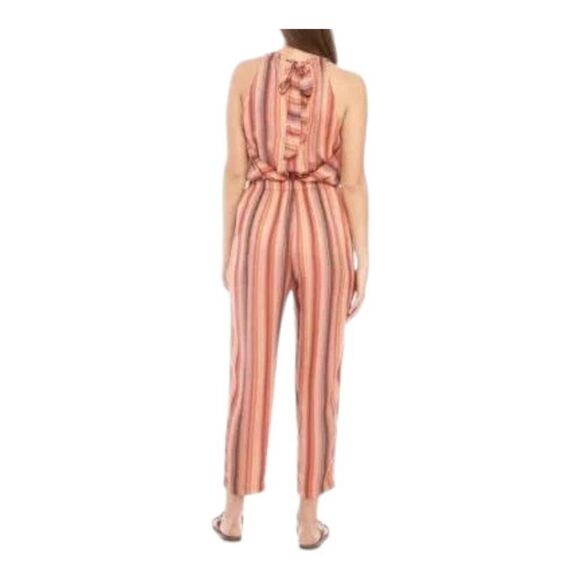 Wonderly Tie Waist T Back Jumpsuit striped rayon 1X new NWT - Picture 2 of 11